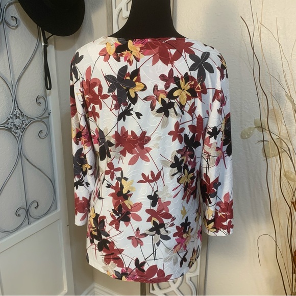 JM Collection leaf design shirt top blouse - Picture 3 of 11